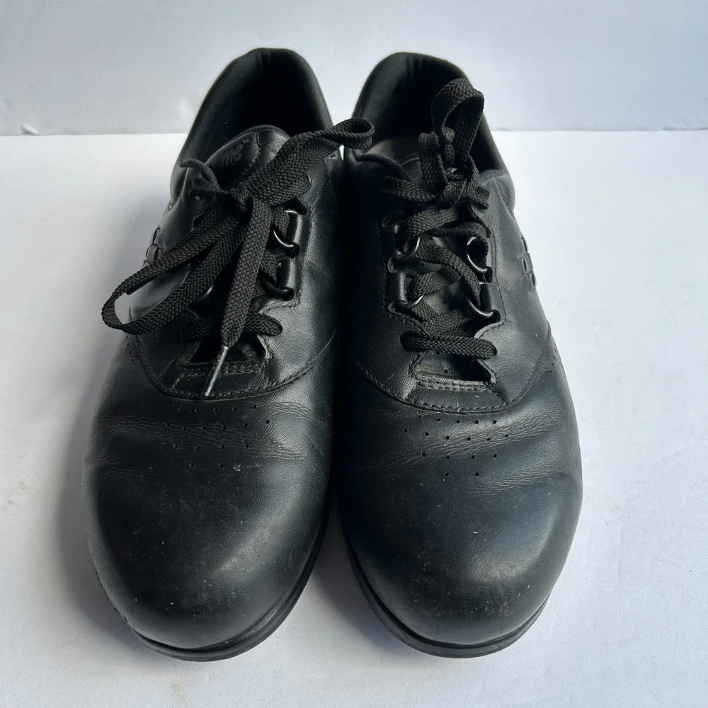 SAS Time Out Walking Shoes Mens 9.5 M Black Leather TriPad Comfort Sneakers Lace